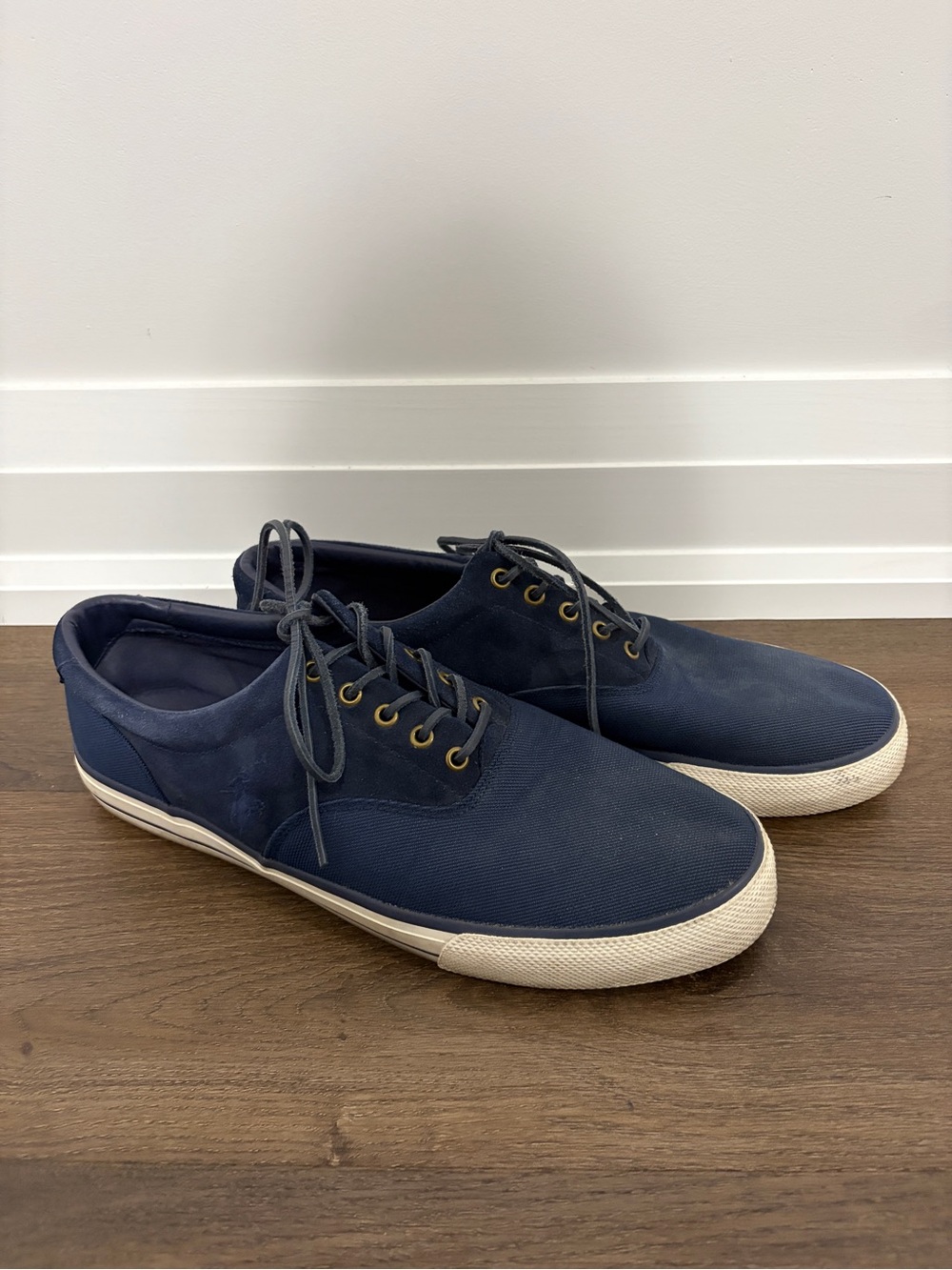 Men's POLO Navy Canvas Lace-Up Sneakers - Size 15